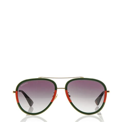 gucci women's sunglasses green and red|Gucci aviator style sunglasses.